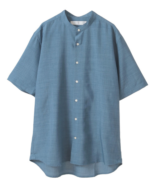 MEN'S MELROSE（メンズメルローズ）の「リネンライクスラブエステル / スタンダード半袖バンドカラーシャツ（シャツ/ブラウス・メンズ・ブルー/ライトブルー/グリーン/ベージュ・2/3/4）」の17枚目の写真