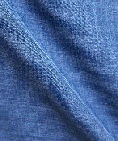 MEN'S MELROSE（メンズメルローズ）の「リネンライクスラブエステル / スタンダード半袖バンドカラーシャツ（シャツ/ブラウス・メンズ・ブルー/ライトブルー/グリーン/ベージュ・2/3/4）」の18枚目の写真