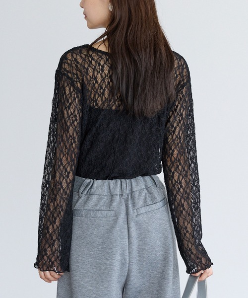 LAVEANGE(ラビアンジェ)の「レースフレアスリーブプルオーバー(Tシャツ/カットソー・レディース・オフホワイト/ブラック・M/5L/4L/3L/LL)」の19枚目の写真