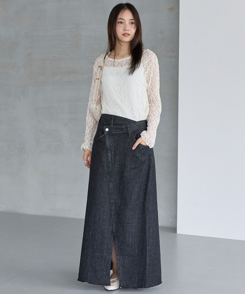 LAVEANGE(ラビアンジェ)の「レースフレアスリーブプルオーバー(Tシャツ/カットソー・レディース・オフホワイト/ブラック・M/5L/4L/3L/LL)」の8枚目の写真