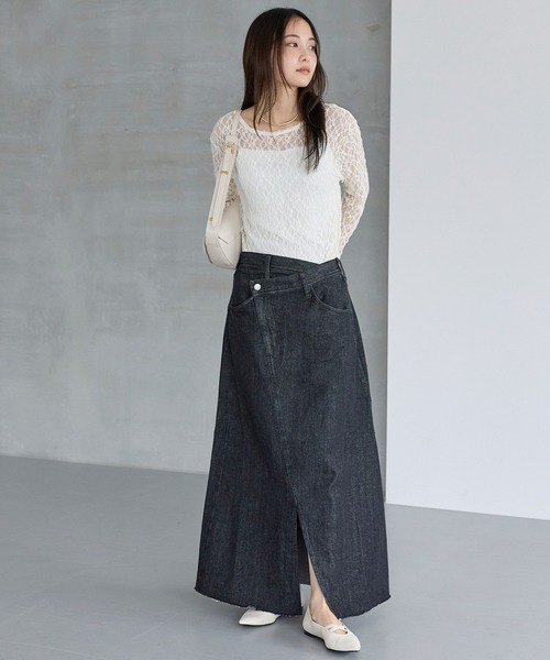 LAVEANGE(ラビアンジェ)の「レースフレアスリーブプルオーバー(Tシャツ/カットソー・レディース・オフホワイト/ブラック・M/5L/4L/3L/LL)」の9枚目の写真