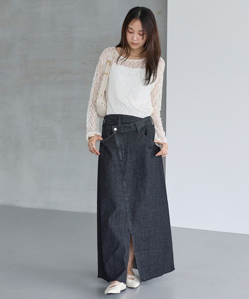 LAVEANGE(ラビアンジェ)の「レースフレアスリーブプルオーバー(Tシャツ/カットソー・レディース・オフホワイト/ブラック・M/5L/4L/3L/LL)」の10枚目の写真