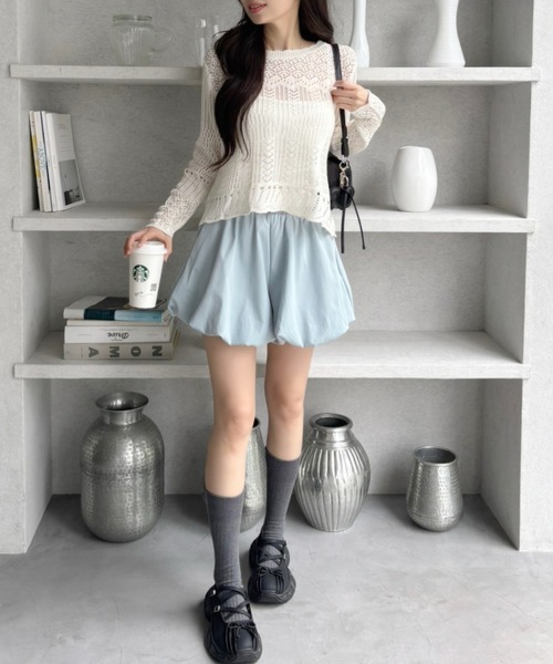 TREOVER(トレオーバー)の「コーデが華やぐ繊細な透かし編みのサマーメッシュニット(ニット/セーター・レディース・キャメル/ブラック/オフホワイト・FREE)」の20枚目の写真