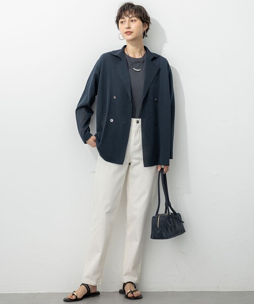 23区(ニジュウサンク)の「【洗える】シアー ダブルブレスト ニット ジャケット(テーラードジャケット・レディース・ブラック系/ネイビー系/ベージュ系・38)」の12枚目の写真