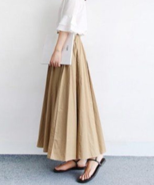 maison de LATIR（メゾンドラティール）の「ふんわり揺れて、涼しく映える夏服。大人ナチュラルなAラインイージーケアロングスカート。（スカート・レディース・ブラック/ベージュ・FREE）」の9枚目の写真