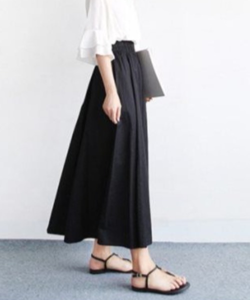 maison de LATIR（メゾンドラティール）の「ふんわり揺れて、涼しく映える夏服。大人ナチュラルなAラインイージーケアロングスカート。（スカート・レディース・ブラック/ベージュ・FREE）」の6枚目の写真