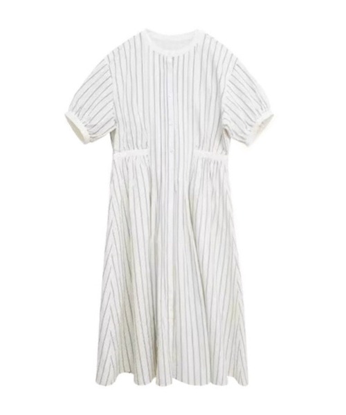 SPIGA（スピーガ）の「ﾉｰｶﾗｰﾊﾟﾌｽﾘｰﾌﾞｽﾄﾗｲﾌﾟｼｬﾂﾜﾝﾋﾟｰｽ（ワンピース・レディース・ホワイト・X-LARGE/LARGE/MEDIUM/SMALL）」の4枚目の写真