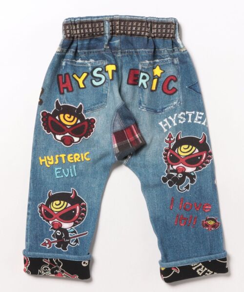 HYSTERIC MINI（ヒステリックミニ）の「DEVILKIN ボンバー裏毛 Like a denim Viscotex 10分丈パンツ（その他パンツ・キッズ・インディゴブルー・90）」の2枚目の写真