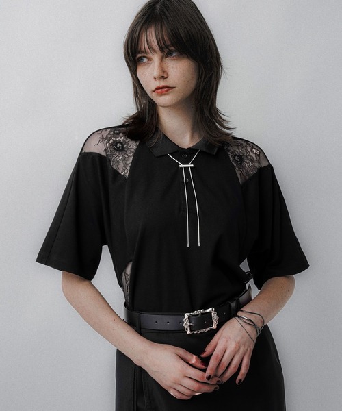 HARE（ハレ）の「レースキリカエポロTシャツ(HARE)（ポロシャツ・レディース・ボルドー/ブラック・FREE）」の22枚目の写真