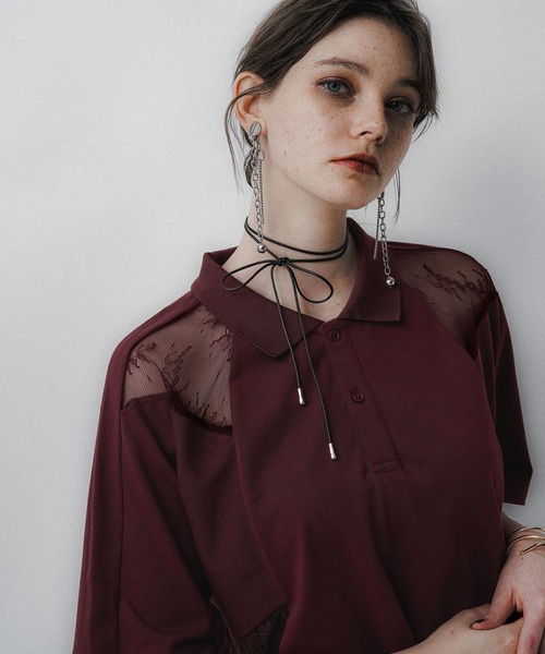 HARE（ハレ）の「レースキリカエポロTシャツ(HARE)（ポロシャツ・レディース・ボルドー/ブラック・FREE）」の16枚目の写真