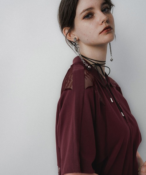 HARE（ハレ）の「レースキリカエポロTシャツ(HARE)（ポロシャツ・レディース・ボルドー/ブラック・FREE）」の17枚目の写真