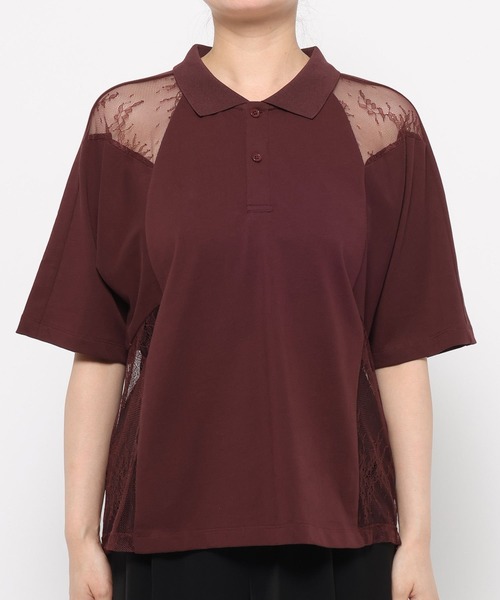 HARE（ハレ）の「レースキリカエポロTシャツ(HARE)（ポロシャツ・レディース・ボルドー/ブラック・FREE）」の19枚目の写真