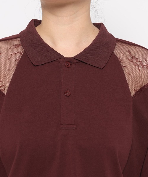 HARE（ハレ）の「レースキリカエポロTシャツ(HARE)（ポロシャツ・レディース・ボルドー/ブラック・FREE）」の10枚目の写真