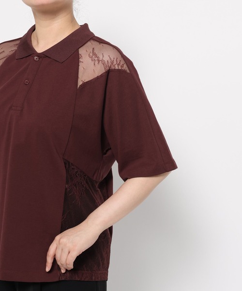 HARE（ハレ）の「レースキリカエポロTシャツ(HARE)（ポロシャツ・レディース・ボルドー/ブラック・FREE）」の11枚目の写真