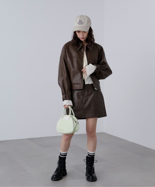 FREE'S MART（フリーズマート）の「◇合皮ジップアップブルゾン