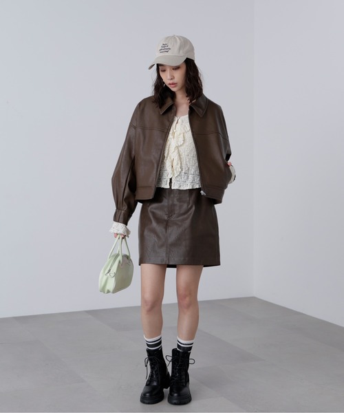 FREE'S MART（フリーズマート）の「◇合皮ジップアップブルゾン