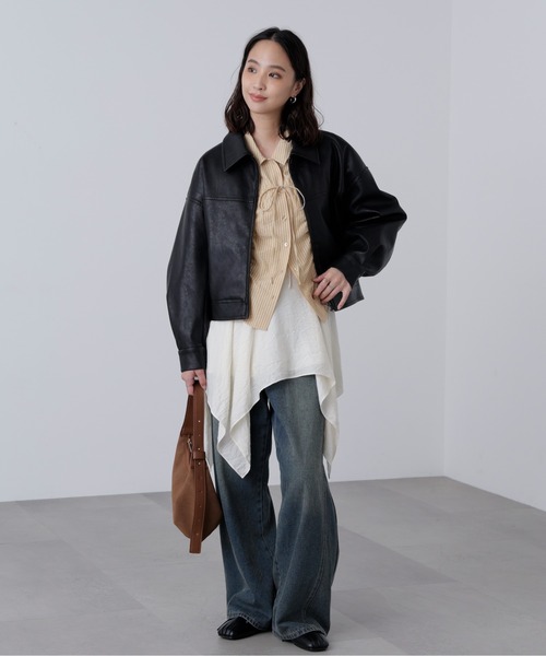 FREE'S MART(フリーズマート)の「◆合皮ジップアップブルゾン(ブルゾン・レディース・ベージュ系その他/ブラウン/ブラック/ブラウン系その他・SMALL/MEDIUM)」の14枚目の写真