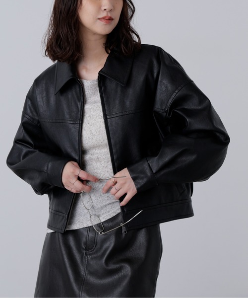 FREE'S MART(フリーズマート)の「◆合皮ジップアップブルゾン(ブルゾン・レディース・ベージュ系その他/ブラウン/ブラック/ブラウン系その他・SMALL/MEDIUM)」の19枚目の写真