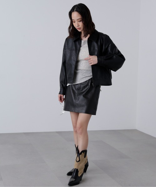 FREE'S MART(フリーズマート)の「◆合皮ジップアップブルゾン(ブルゾン・レディース・ベージュ系その他/ブラウン/ブラック/ブラウン系その他・SMALL/MEDIUM)」の22枚目の写真