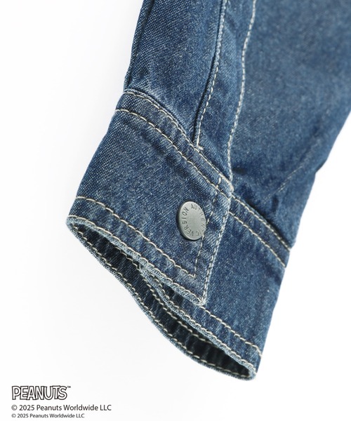 PEANUTS(ピーナッツ)の「【ピーナッツ75周年】×ブランシェス デニムシャツ(シャツ/ブラウス・キッズ・サックスブルー・110/100/120/130)」の4枚目の写真