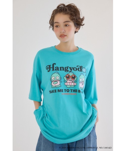 RODEO CROWNS WIDE BOWL（ロデオクラウンズワイドボウル）の「(サンリオキャラクターズ)ビーチハンギョドンTシャツ（Tシャツ/カットソー・レディース・ホワイト系その他/オフホワイト/ブラック/ライトブルー・FREE）」の4枚目の写真