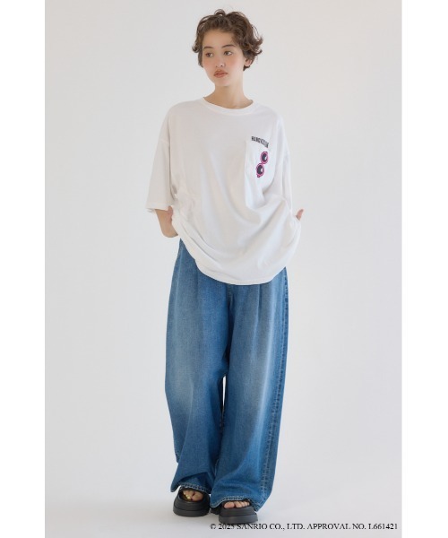 RODEO CROWNS WIDE BOWL（ロデオクラウンズワイドボウル）の「(サンリオキャラクターズ)ビーチハンギョドンTシャツ（Tシャツ/カットソー・レディース・ホワイト系その他/オフホワイト/ブラック/ライトブルー・FREE）」の22枚目の写真