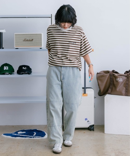 kaoyorinakami(カオヨリナカミ)の「cookie ボーダーtee/ クッキーボーダーTシャツ(Tシャツ/カットソー・メンズ・ブルー/ブラウン/ネイビー・MEDIUM/SMALL/X-LARGE/LARGE)」の8枚目の写真
