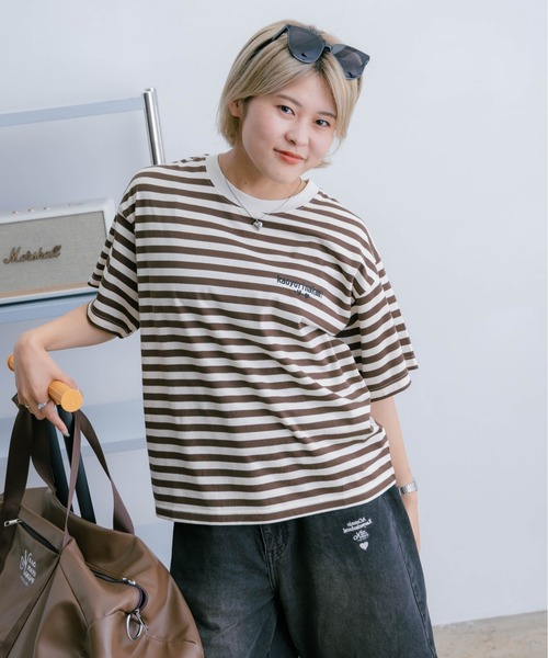kaoyorinakami(カオヨリナカミ)の「cookie ボーダーtee/ クッキーボーダーTシャツ(Tシャツ/カットソー・メンズ・ブルー/ブラウン/ネイビー・MEDIUM/SMALL/X-LARGE/LARGE)」の15枚目の写真