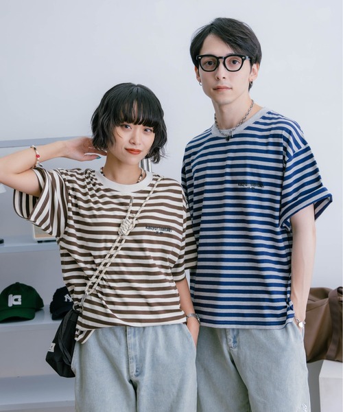 kaoyorinakami(カオヨリナカミ)の「cookie ボーダーtee/ クッキーボーダーTシャツ(Tシャツ/カットソー・メンズ・ブルー/ブラウン/ネイビー・MEDIUM/SMALL/X-LARGE/LARGE)」の20枚目の写真