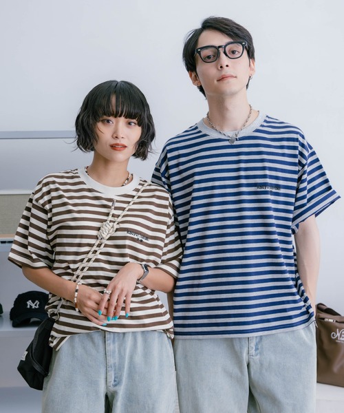kaoyorinakami(カオヨリナカミ)の「cookie ボーダーtee/ クッキーボーダーTシャツ(Tシャツ/カットソー・メンズ・ブルー/ブラウン/ネイビー・MEDIUM/SMALL/X-LARGE/LARGE)」の21枚目の写真