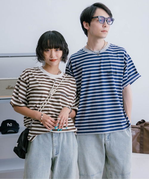kaoyorinakami(カオヨリナカミ)の「cookie ボーダーtee/ クッキーボーダーTシャツ(Tシャツ/カットソー・メンズ・ブルー/ブラウン/ネイビー・MEDIUM/SMALL/X-LARGE/LARGE)」の22枚目の写真