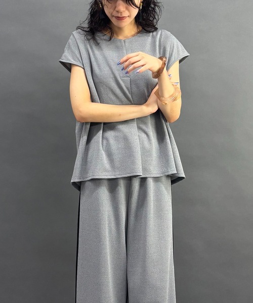 NICOLE white(ニコルホワイト)の「杢ジャガードプルオーバー(Tシャツ/カットソー・レディース・チャコール/グレー・FREE)」の7枚目の写真