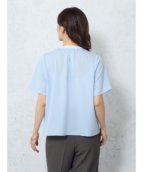 Perfect Suit FActory(パーフェクトスーツファクトリー)の「プリーツボウタイブラウス オフホワイト/サックス/ベージュ(Tシャツ/カットソー・レディース・ベージュ/サックスブルー/オフホワイト・M/L/S)」の10枚目の写真
