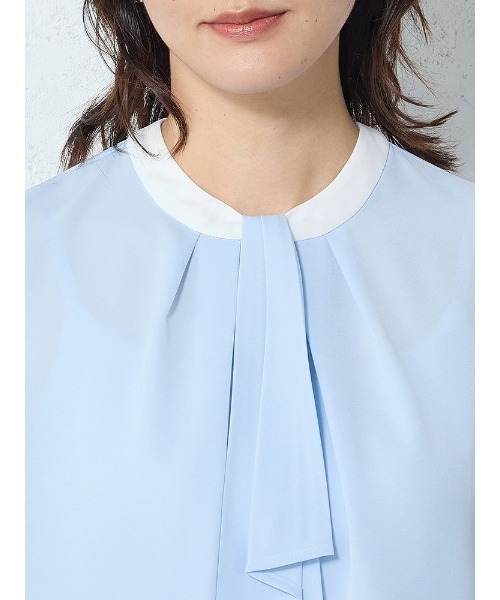 Perfect Suit FActory(パーフェクトスーツファクトリー)の「プリーツボウタイブラウス オフホワイト/サックス/ベージュ(Tシャツ/カットソー・レディース・ベージュ/サックスブルー/オフホワイト・M/L/S)」の11枚目の写真