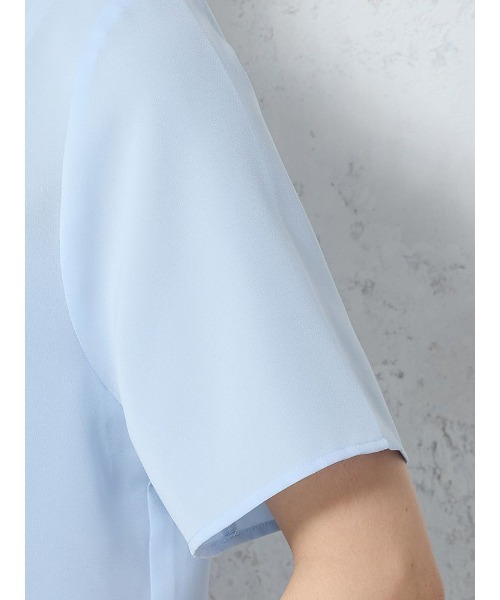 Perfect Suit FActory(パーフェクトスーツファクトリー)の「プリーツボウタイブラウス オフホワイト/サックス/ベージュ(Tシャツ/カットソー・レディース・ベージュ/サックスブルー/オフホワイト・M/L/S)」の12枚目の写真
