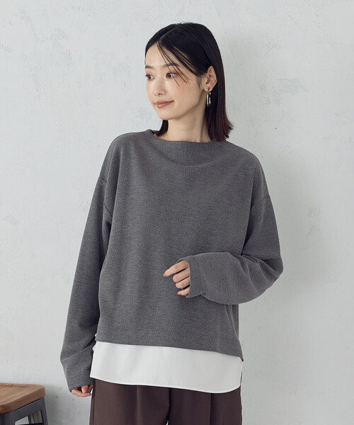 COMME CA ISM(コムサイズム)の「【セットアイテム】ボトルネックカットソー+タンクトップ(Tシャツ/カットソー・レディース・ネイビー/アイボリー/チャコール・MEDIUM/LARGE)」の3枚目の写真