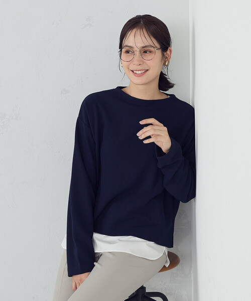 COMME CA ISM(コムサイズム)の「【セットアイテム】ボトルネックカットソー+タンクトップ(Tシャツ/カットソー・レディース・ネイビー/アイボリー/チャコール・MEDIUM/LARGE)」の1枚目の写真