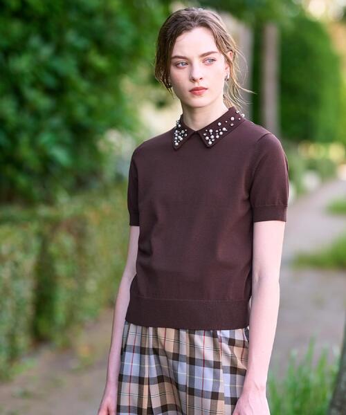 DRESSTERIOR（ドレステリア）の「【きれいめ／オンオフ】ビジューカラーニット（ニット/セーター・レディース・ブラウン系その他/ブラック系4・36/34/38）」の6枚目の写真