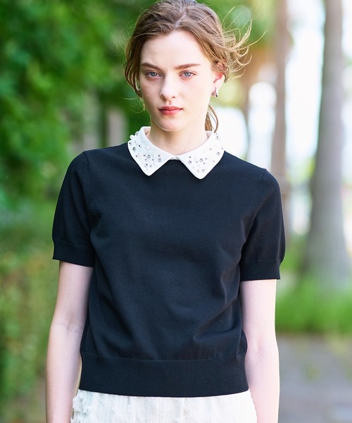 DRESSTERIOR（ドレステリア）の「【きれいめ／オンオフ】ビジューカラーニット（ニット/セーター・レディース・ブラウン系その他/ブラック系4・36/34/38）」の2枚目の写真