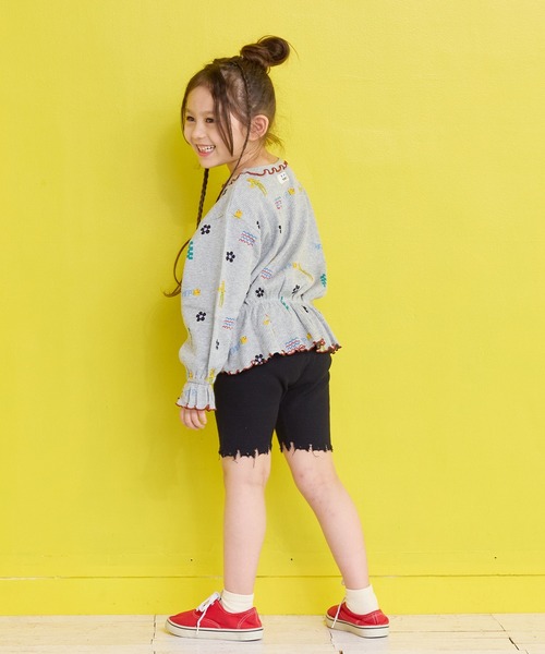 MARKEY'S(マーキーズ)の「総柄ワッフルペプラムカットソー(Tシャツ/カットソー・キッズ・杢グレー/レッド系その他/ブラウン系その他/ブラック系その他・150/140/130/120/110/100/90/80)」の12枚目の写真