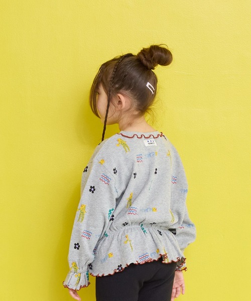 MARKEY'S(マーキーズ)の「総柄ワッフルペプラムカットソー(Tシャツ/カットソー・キッズ・杢グレー/レッド系その他/ブラウン系その他/ブラック系その他・150/140/130/120/110/100/90/80)」の7枚目の写真