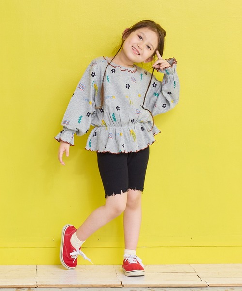 MARKEY'S(マーキーズ)の「総柄ワッフルペプラムカットソー(Tシャツ/カットソー・キッズ・杢グレー/レッド系その他/ブラウン系その他/ブラック系その他・150/140/130/120/110/100/90/80)」の9枚目の写真