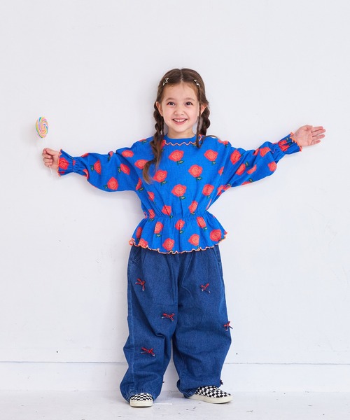 MARKEY'S(マーキーズ)の「総柄ワッフルペプラムカットソー(Tシャツ/カットソー・キッズ・杢グレー/レッド系その他/ブラウン系その他/ブラック系その他・150/140/130/120/110/100/90/80)」の19枚目の写真