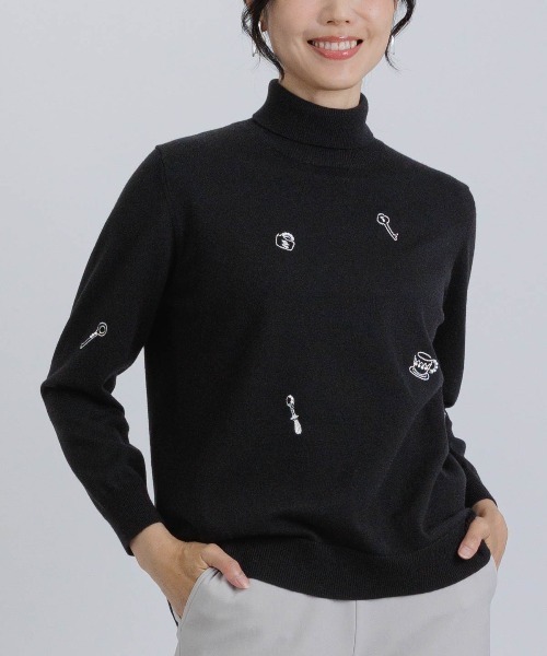 STUDIO PICONE(スタジオピッコーネ)の「ウール混モチーフ刺繍ニット(ニット/セーター・レディース・ブラック/パープル/ライトグレー・L/M)」の11枚目の写真