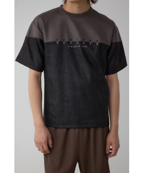 AZUL by moussy（アズールバイマウジー）の「フェイクスウェードパネル切替トップス（Tシャツ/カットソー・メンズ・ブラウン系その他/グレー系その他/ブルー系その他3・MEDIUM/LARGE）」の2枚目の写真