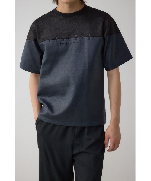 AZUL by moussy（アズールバイマウジー）の「フェイクスウェードパネル切替トップス（Tシャツ/カットソー・メンズ・ブラウン系その他/グレー系その他/ブルー系その他3・MEDIUM/LARGE）」の3枚目の写真