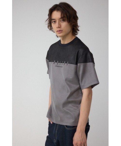 AZUL by moussy（アズールバイマウジー）の「フェイクスウェードパネル切替トップス（Tシャツ/カットソー・メンズ・ブラウン系その他/グレー系その他/ブルー系その他3・MEDIUM/LARGE）」の5枚目の写真