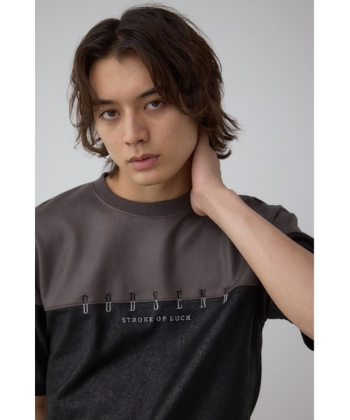 AZUL by moussy（アズールバイマウジー）の「フェイクスウェードパネル切替トップス（Tシャツ/カットソー・メンズ・ブラウン系その他/グレー系その他/ブルー系その他3・MEDIUM/LARGE）」の13枚目の写真
