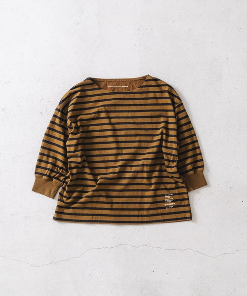 quadro(クオドロ)の「ドライ天竺ボーダー7分袖ボートネック(Tシャツ/カットソー・レディース・ブロンズ/キナリ/ネイビー/グレー/ブラウン・FREE)」の5枚目の写真