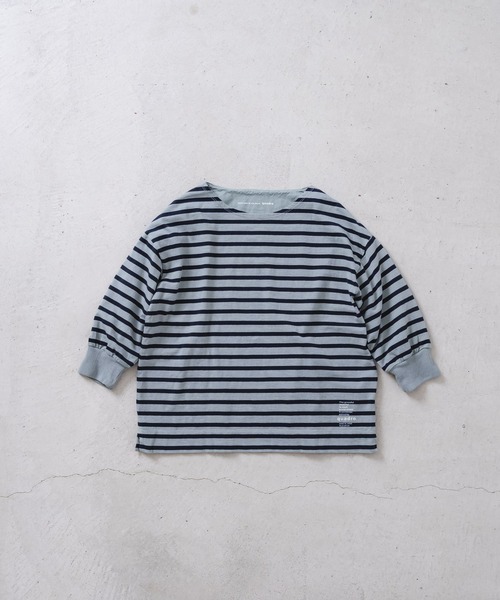 quadro(クオドロ)の「ドライ天竺ボーダー7分袖ボートネック(Tシャツ/カットソー・レディース・ブロンズ/キナリ/ネイビー/グレー/ブラウン・FREE)」の3枚目の写真